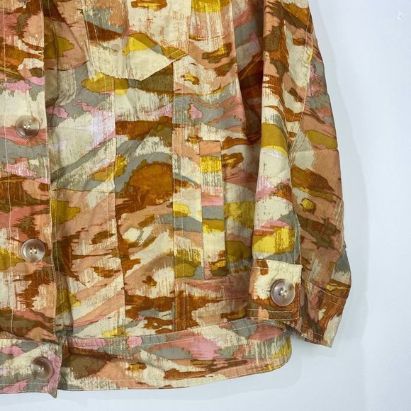 Pendleton Silk Watercolor Button Front Cropped Jacket Size M Petite MP PM - Picture 4 of 9